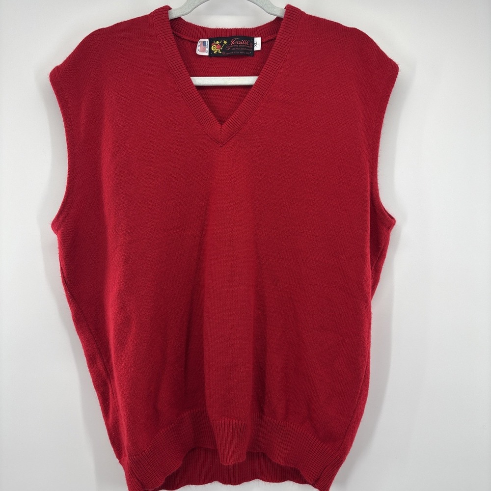 Vintage Jersild Sweater Vest Red Wool Blend Grandpa‎ Preppy Old Money XL